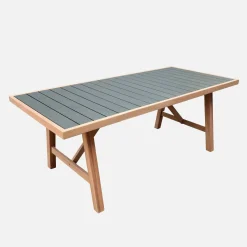 Acacia wood and aluminium garden table + 8 chairs