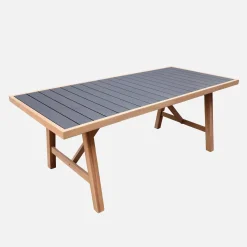 Acacia wood and aluminium garden table + 8 chairs