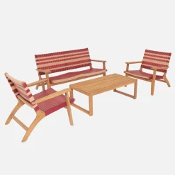 Acacia wood and resin garden set for 4 people