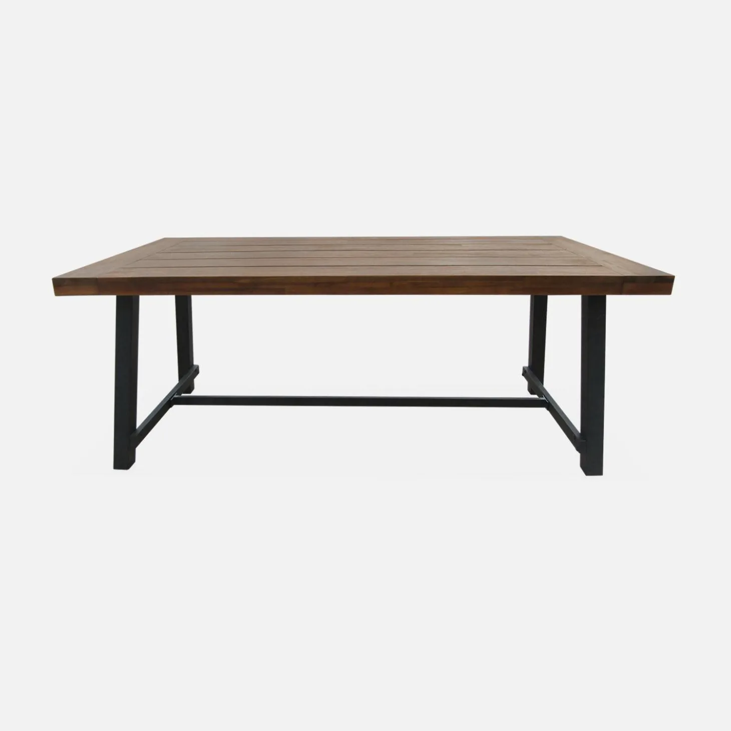 Acacia wood and steel table, indoor/outdoor