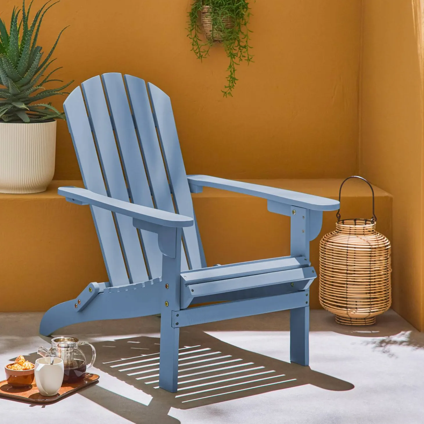 Acacia wood armchair with armrests