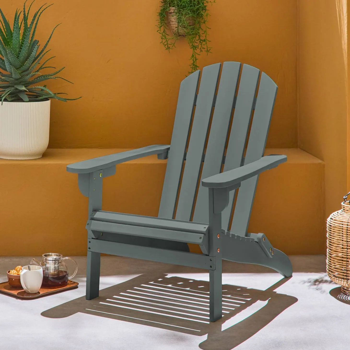 Acacia wood armchair with armrests