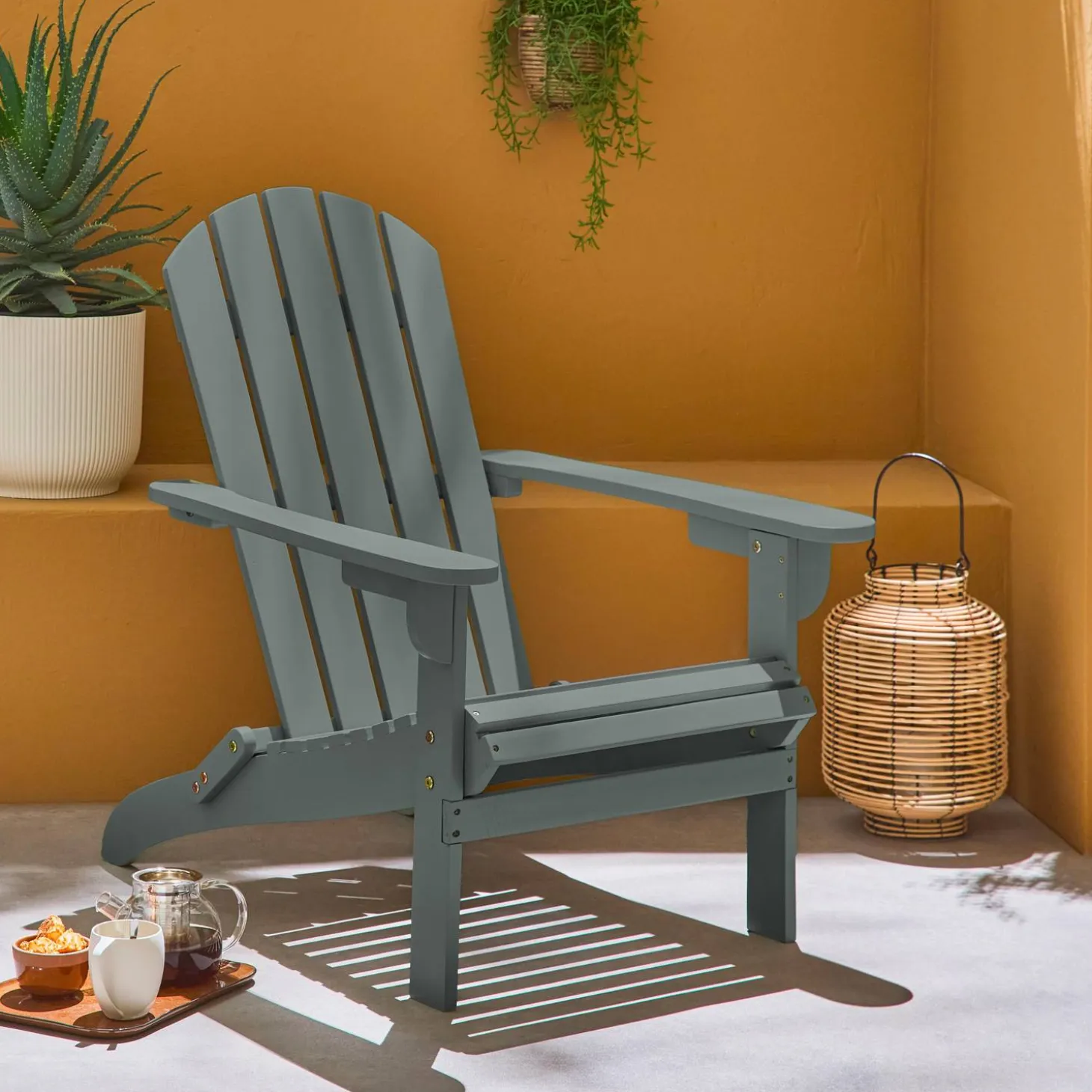 Acacia wood armchair with armrests