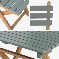 Acacia wood garden table, 2 folding chairs