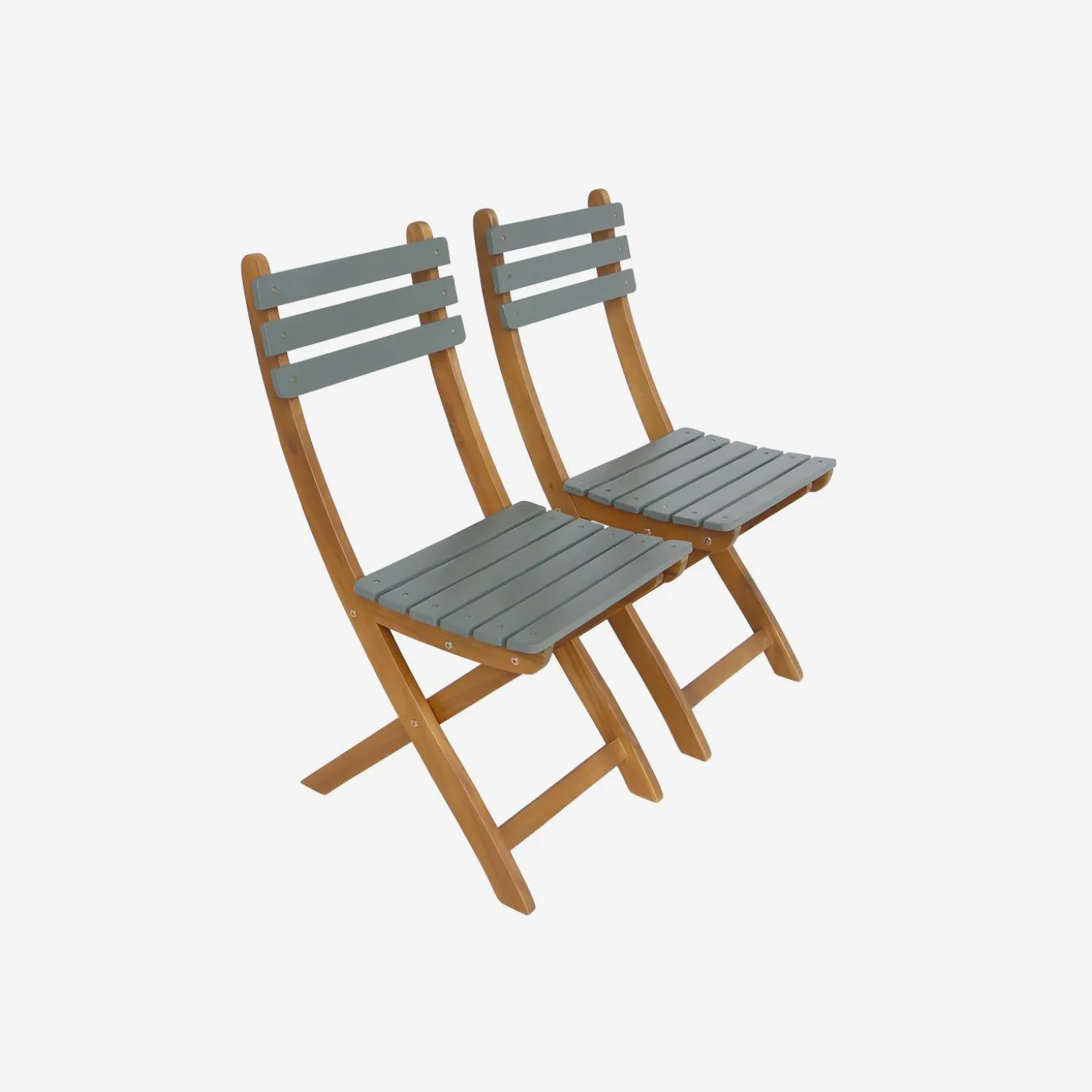 Acacia wood garden table, 2 folding chairs