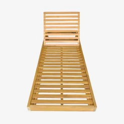 Acacia wood multi-position sun lounger with cushion