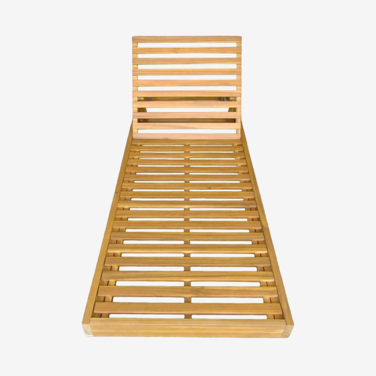 Acacia wood multi-position sun lounger with cushion