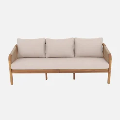 Acacia Wood 3-Seater Outdoor Sofa with Ropes and Fabric cushions