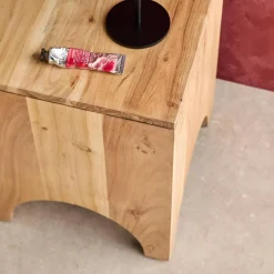 Acacia wood side table, bedside table