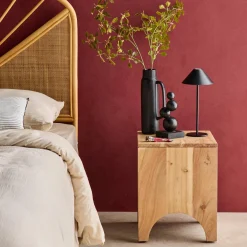 Acacia wood side table, bedside table