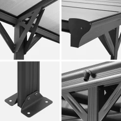 Aluminium and polycarbonate carport 15m²