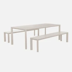 Aluminium garden table + 2 benches