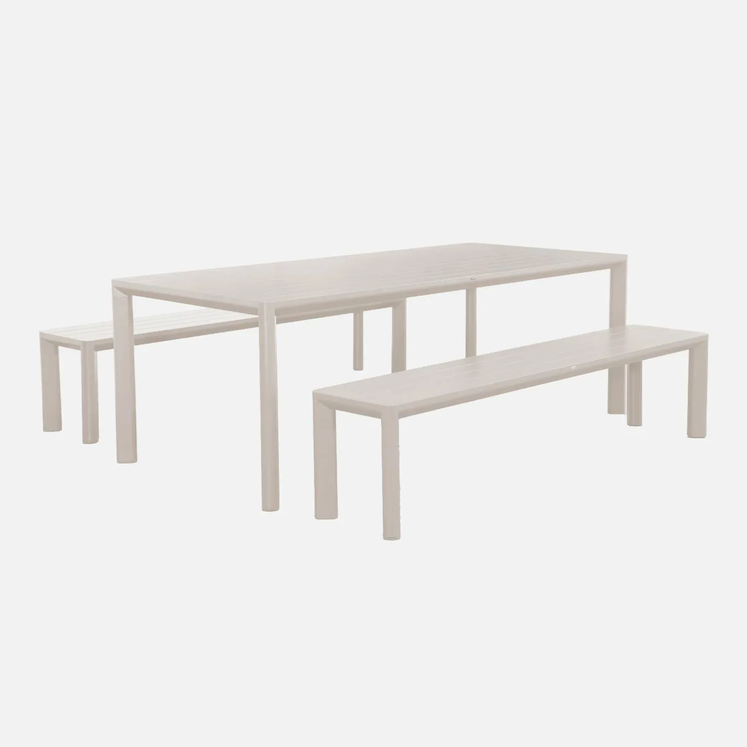 Aluminium garden table + 2 benches