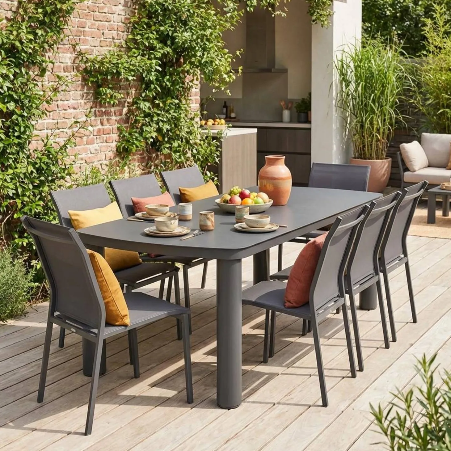 Aluminium garden table + 8 chairs