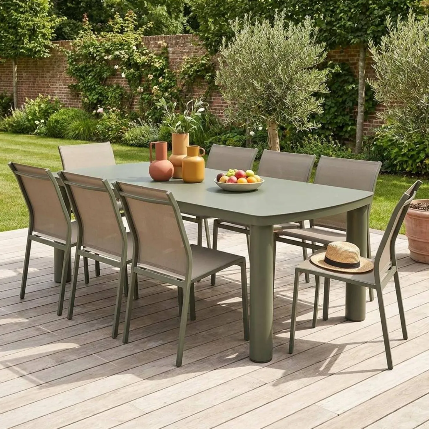 Aluminium garden table + 8 chairs