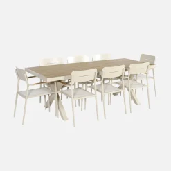 Aluminium garden table 220cm + 8 chairs