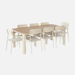 Aluminium garden table 201cm + 8 chairs