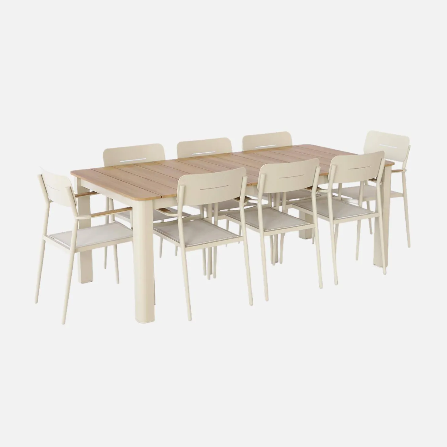 Aluminium garden table 201cm + 8 chairs