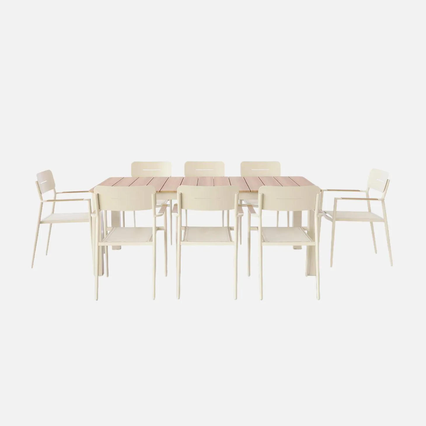 Aluminium garden table 201cm + 8 chairs