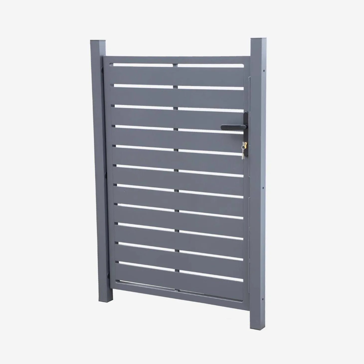 Aluminum garden gate with lock and handle