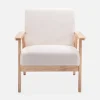Armchair and love seat in boucle fabric and rubber wood