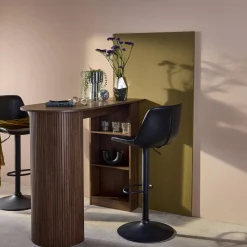 Bar table, high kitchen table with wooden decor and storage