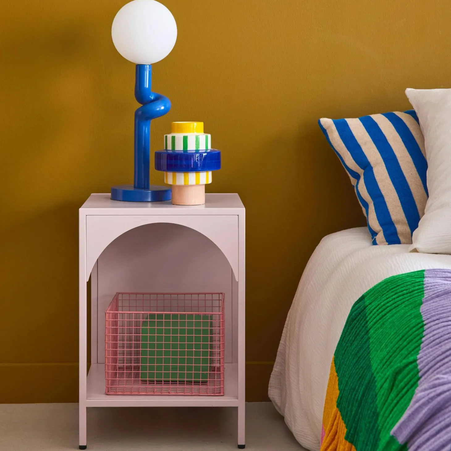 Bedside table, industrial-style, steel