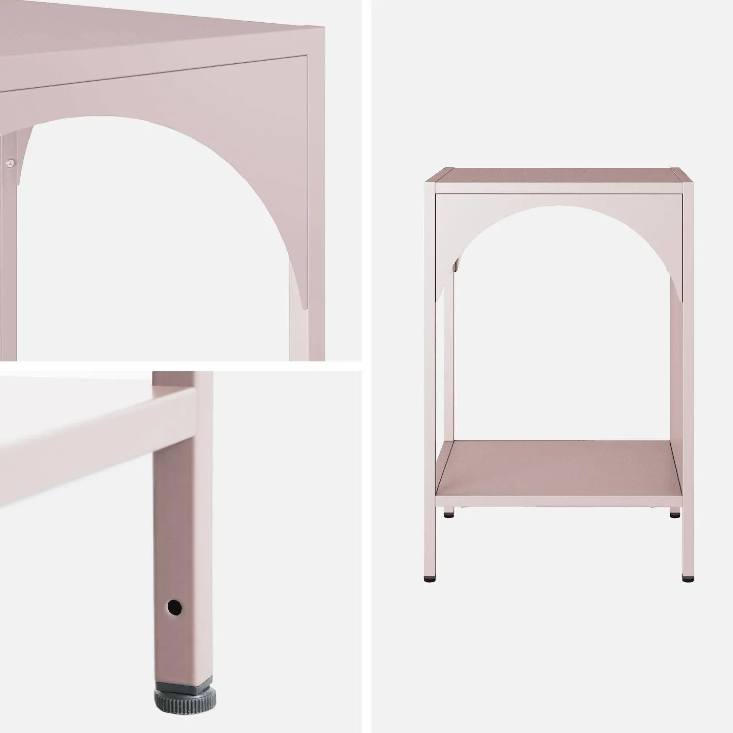 Bedside table, industrial-style, steel