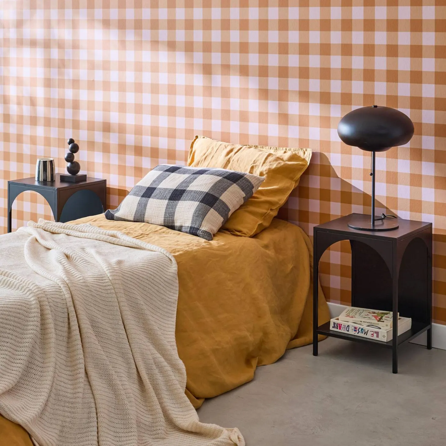 Bedside table, industrial-style, steel