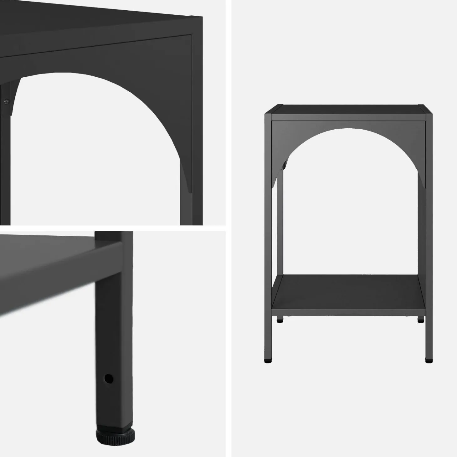 Bedside table, industrial-style, steel
