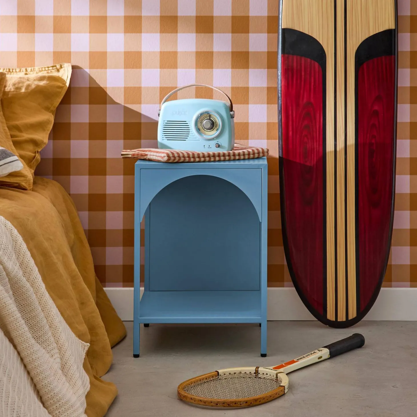 Bedside table, industrial-style, steel