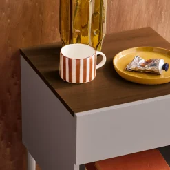 Bedside table metal with wood decor 1 door 1 niche