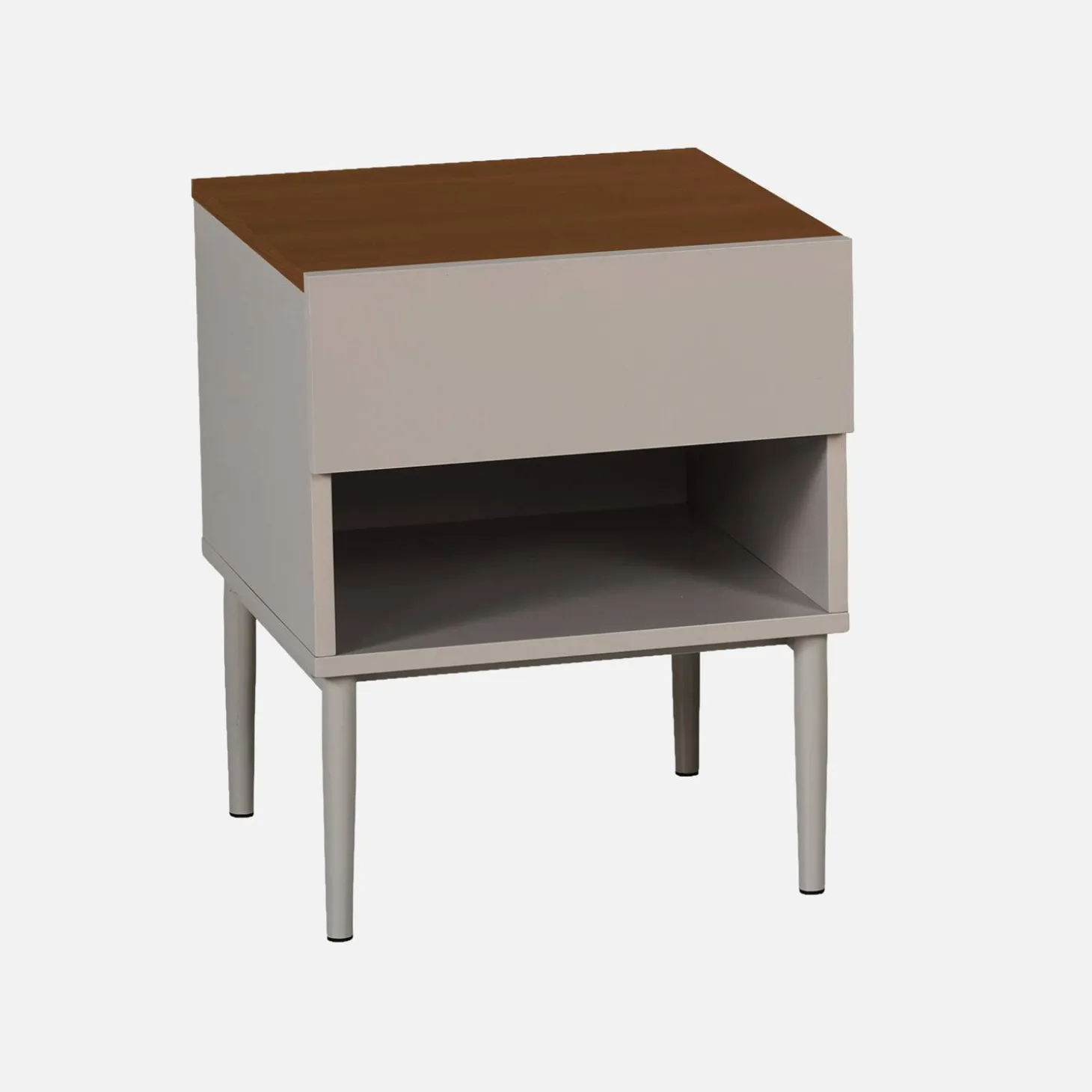 Bedside table metal with wood decor 1 door 1 niche