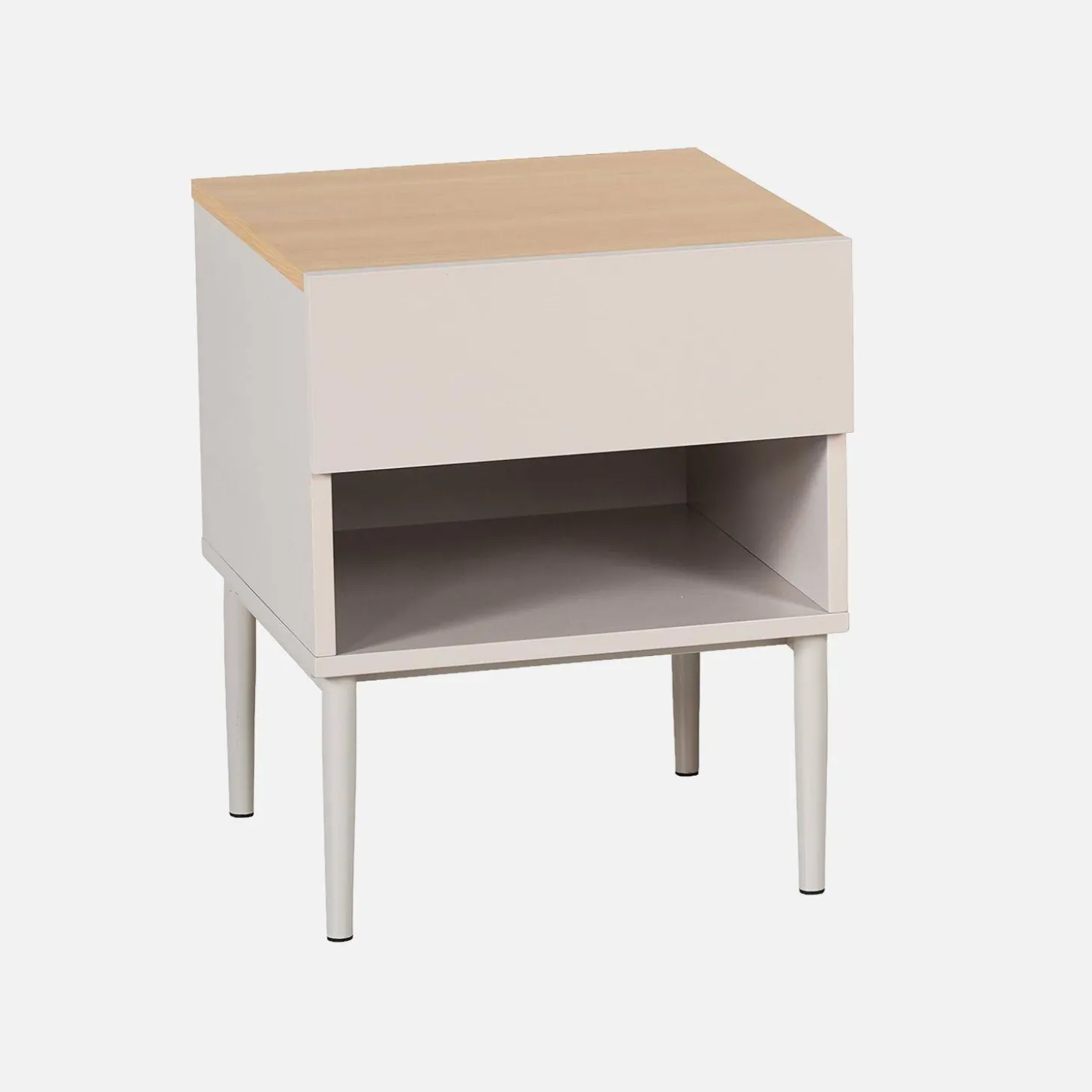 Bedside table metal with wood decor 1 door 1 niche