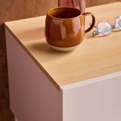 Bedside table metal with wood decor 1 door 1 niche