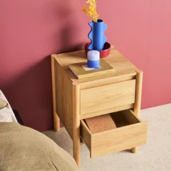 Bedside table wood decor 2 drawers