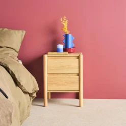 Bedside table wood decor 2 drawers