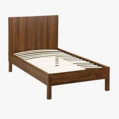 Bed with slatted base and headboard 90x190cm wood decor