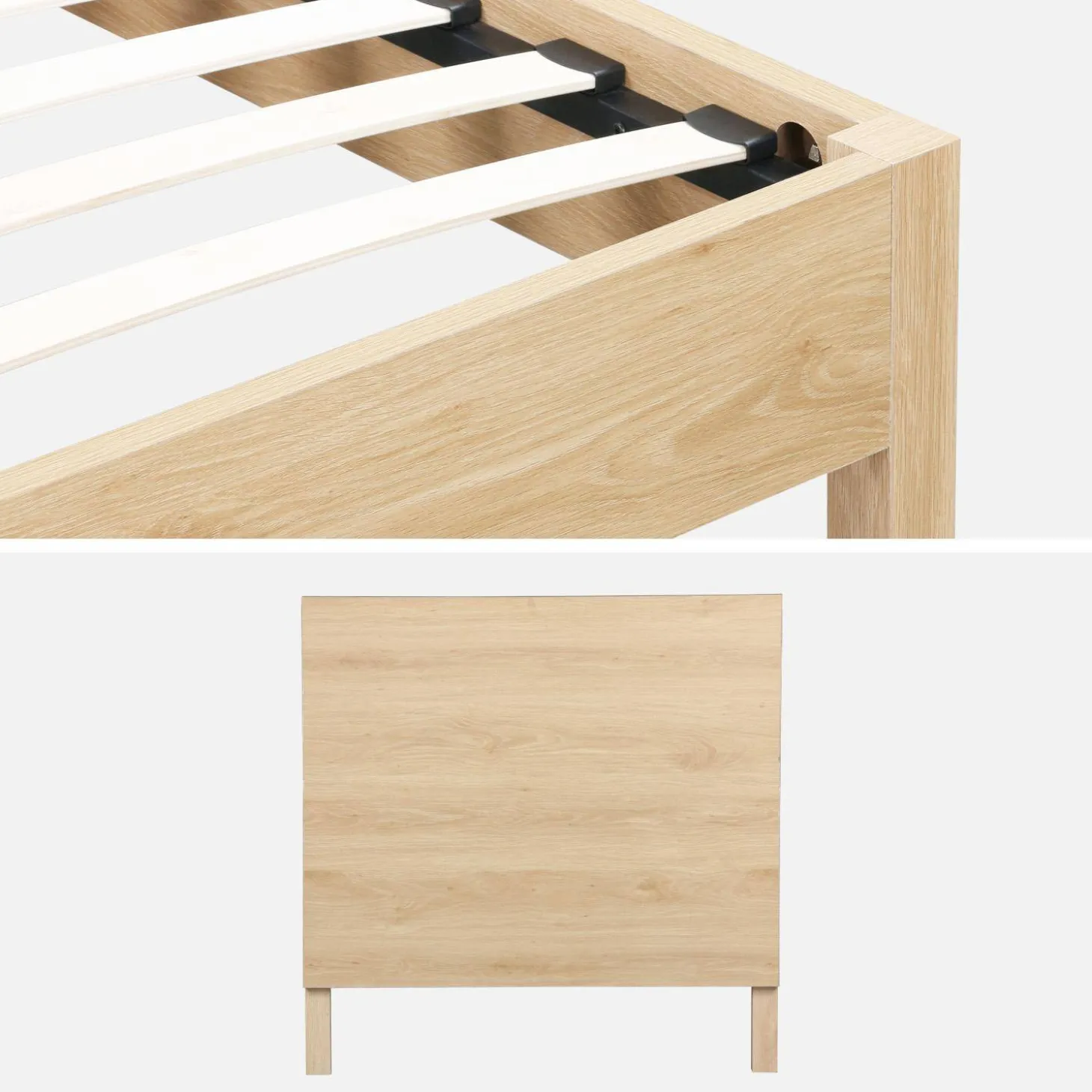 Bed with slatted base and headboard 90x190cm wood decor