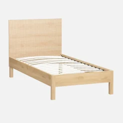 Bed with slatted base and headboard 90x190cm wood decor
