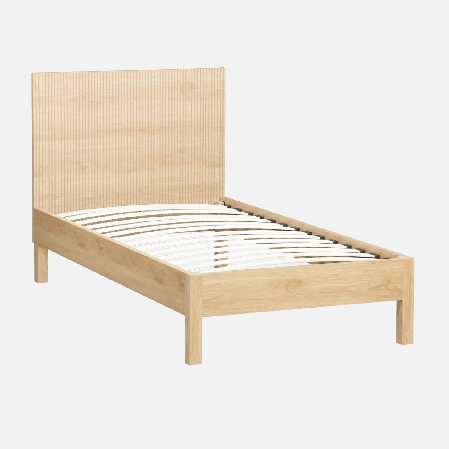 Bed with slatted base and headboard 90x190cm wood decor