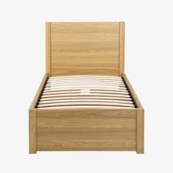 Bed with slatted base and headboard 90 x 190cm + 4 drawers wood decor