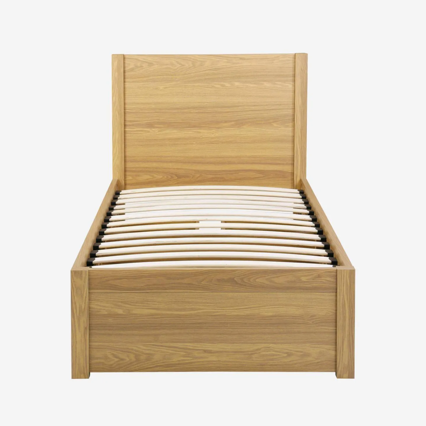 Bed with slatted base and headboard 90 x 190cm + 4 drawers wood decor