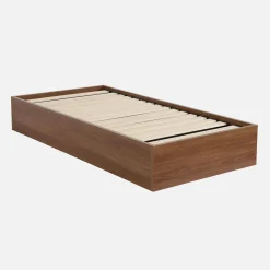 Bed with storage slatted base 90x190cm wood decor