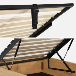Bed with storage slatted base 90x190cm wood decor