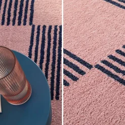 Blue and pink checkerboard indoor rug