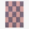Blue and pink checkerboard indoor rug