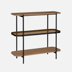 Bookshelf, glass, wood decor and metal, 3 levels