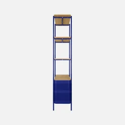Bookshelf with curved metal and wood decor, 6 levels
