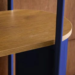 Bookshelf with curved metal and wood decor, 5 levels